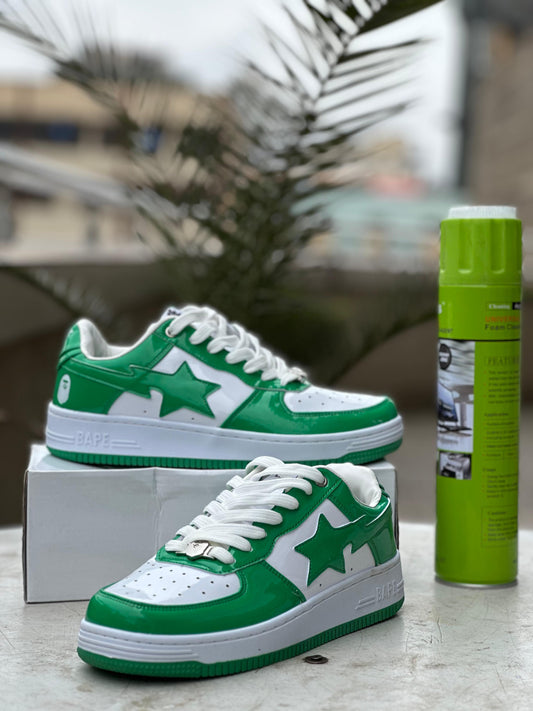 BAPE STA Green Patent Leather