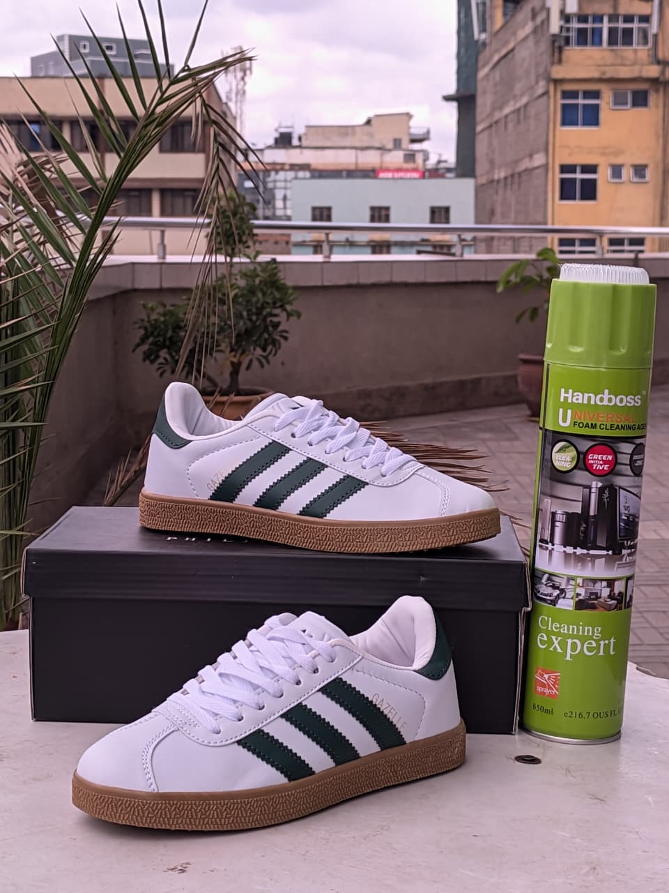 Adidas Gazelle - White Green Stripes