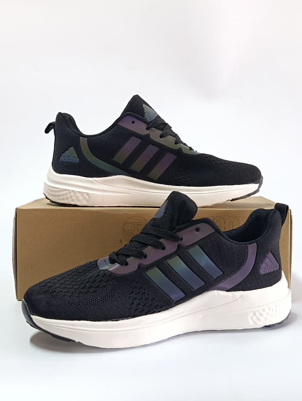 Adidas Running Shoes Black-Rainbow Colorway Sneakers