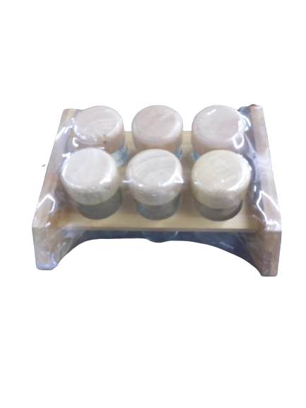 6-Piece Spice Jar Set with Wooden Rack