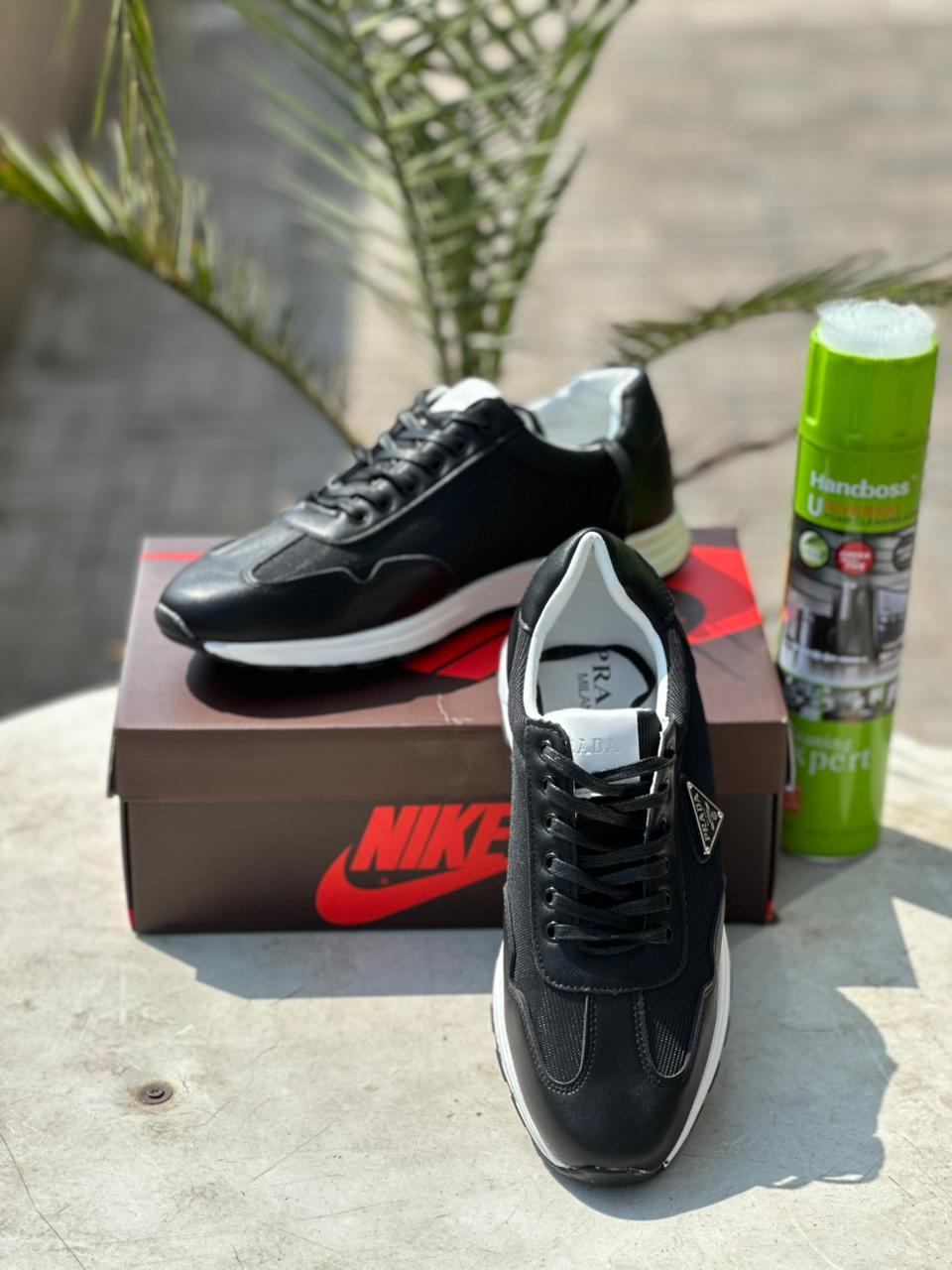 Prada Milano Casual Sneakers-- Black White