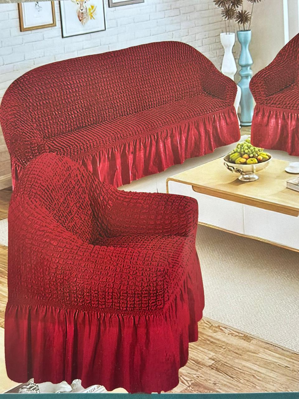 Ruffled Skirt 5 Seater Stretch Sofa Covers Set