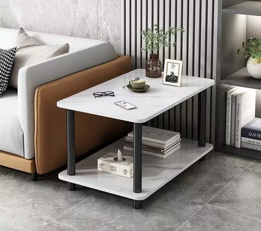 Modern Rectangular Faux Marble Sofa Side Table
