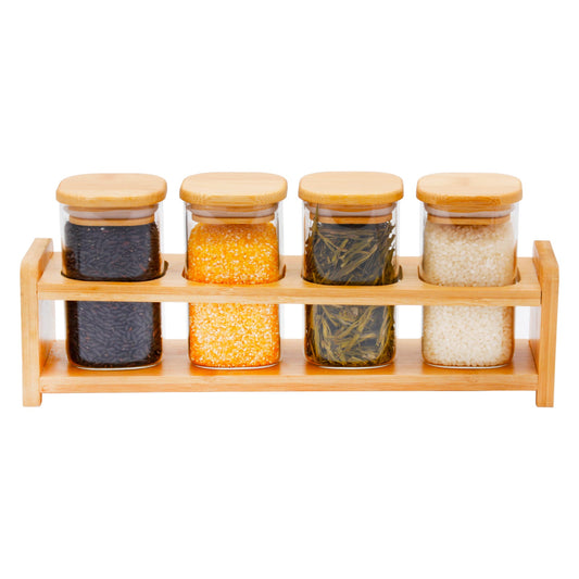 Bamboo borosilicate Spice jar - with stand