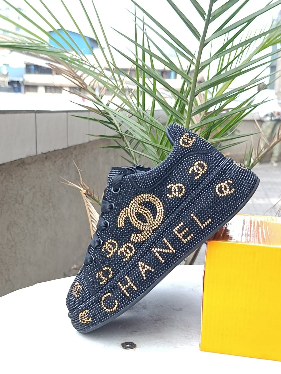 Chanel Monogram Rhinestone  Sneakers
