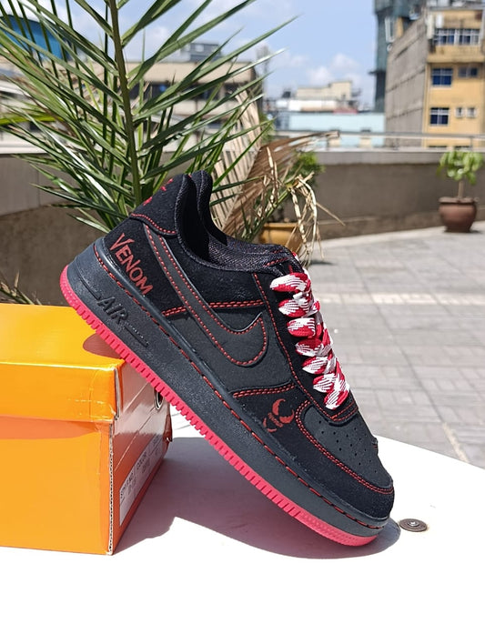 Black and Red Venom theme Customized Nike Air Force 1 Low sneaker