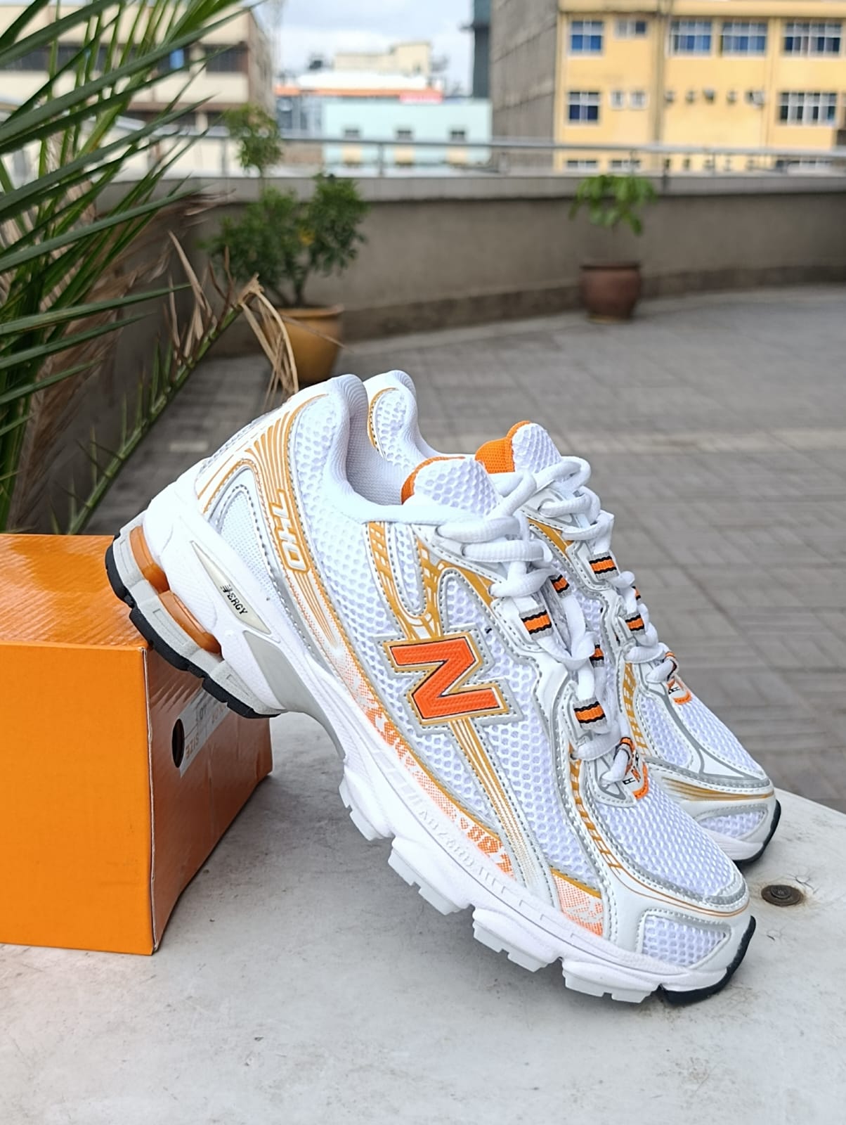 New Balance 740 White/Classic Orange