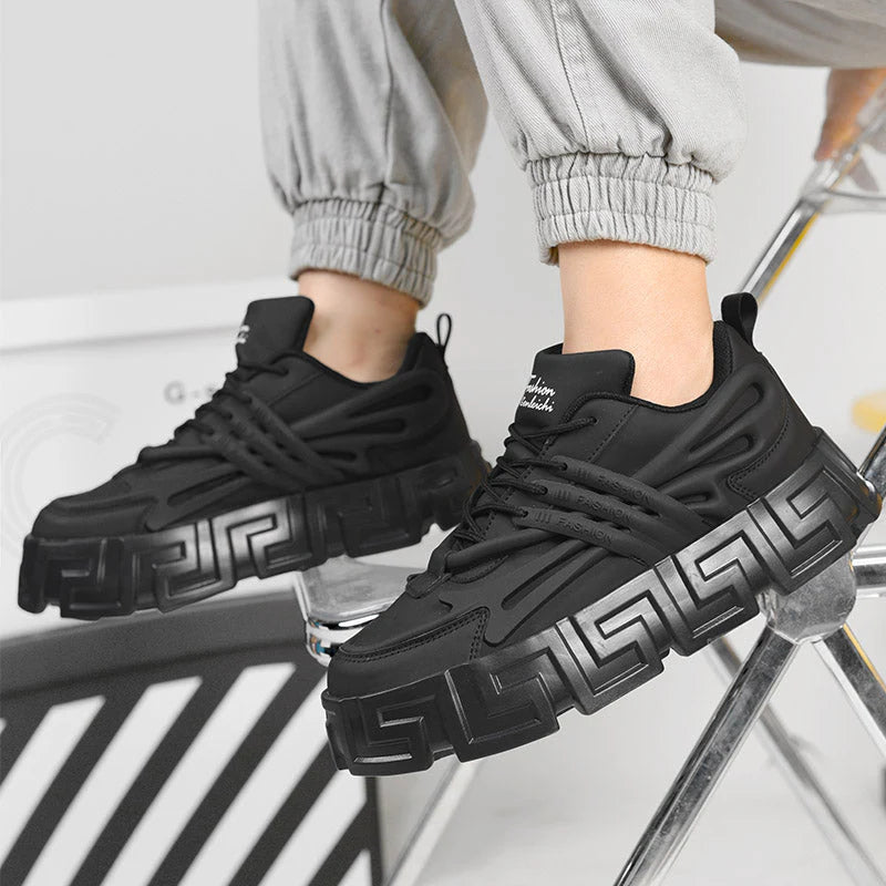Monochrome Blackout Geo-Platform Sneaker