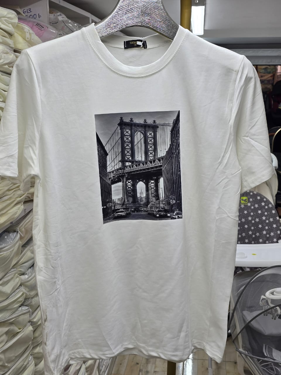 Monochrome New York City Bridge Graphic T-Shirt